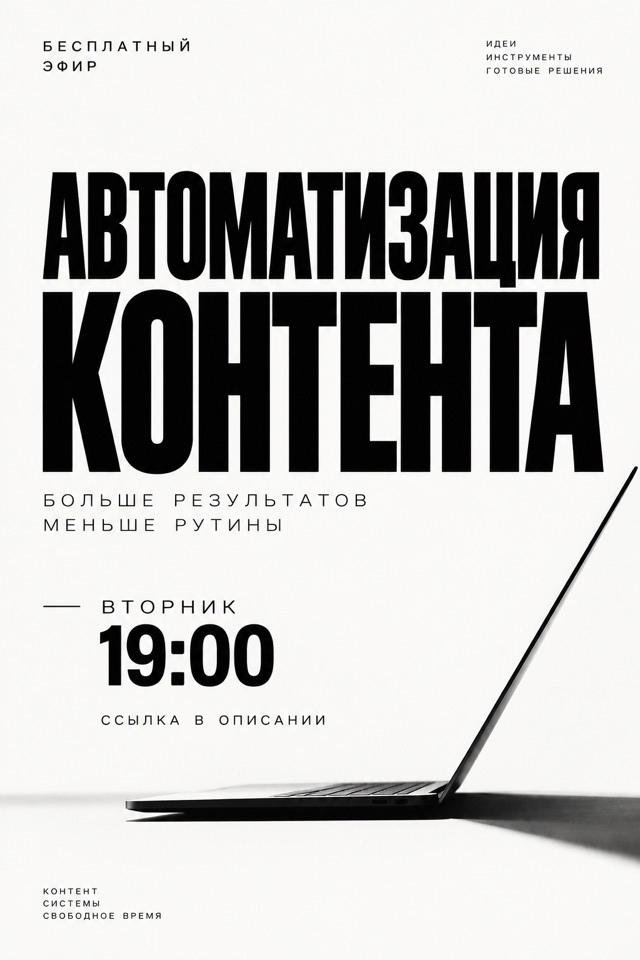 Пример постера: анонс эфира, чёрно-белая типографика