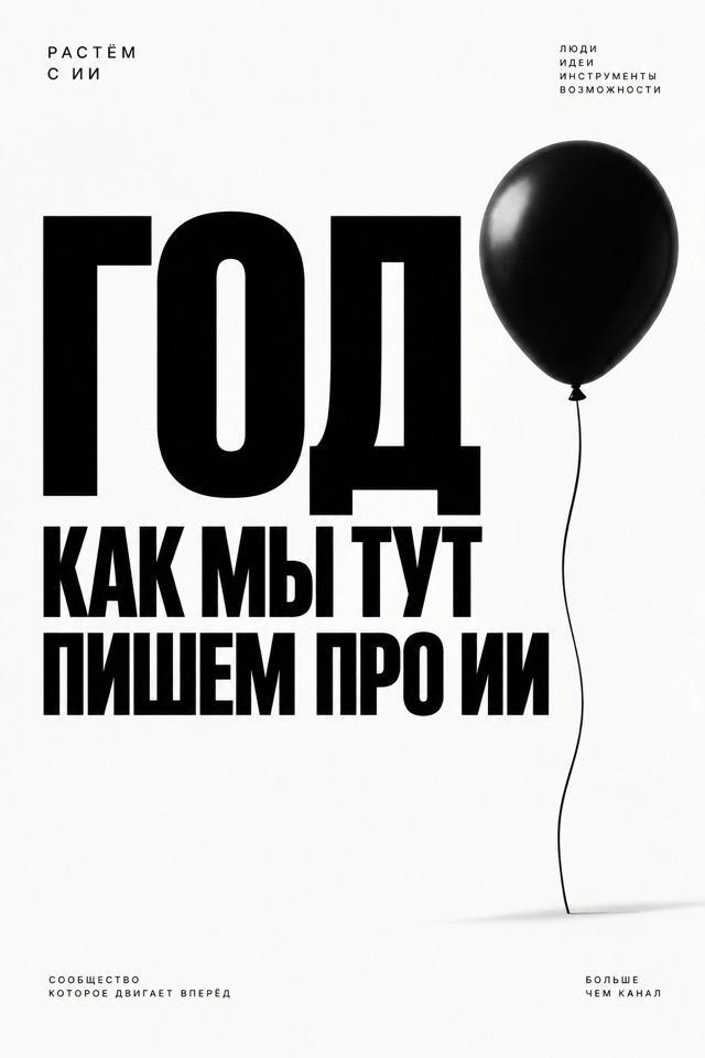 Пример постера: год канала, чёрно-белая типографика